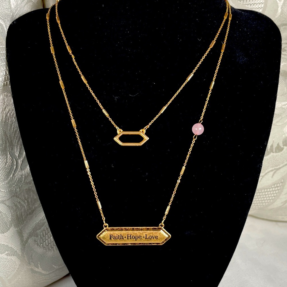 New! “Faith•Hope•Love” 2 Necklace Set